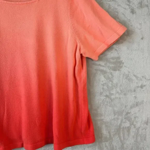 Liz & Me Top Womens 3X Orange Coral Romantic Ombre Blouse Square Neckline - Picture 4 of 8